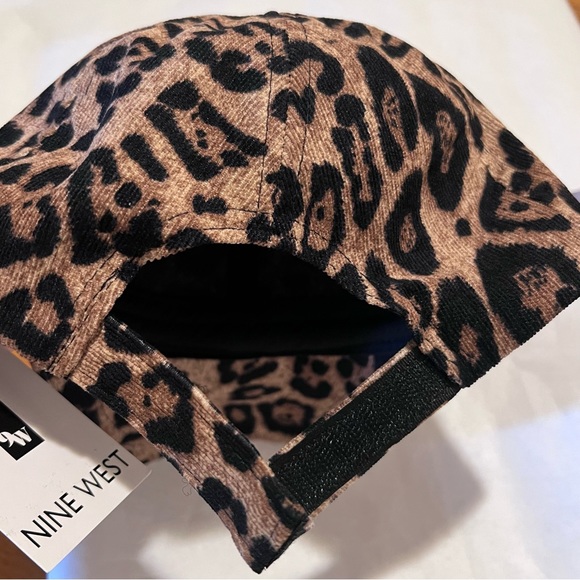 Nine West Leopard Corduroy Baseball Cap Hat Brown/Black - Picture 9 of 13